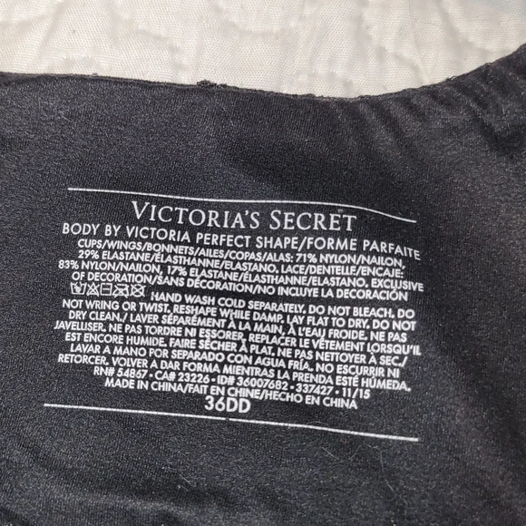 (5) 36DD VICTORIA'S SECRET Bra Lot - Red, Black, Gray, White - Body by Victoria